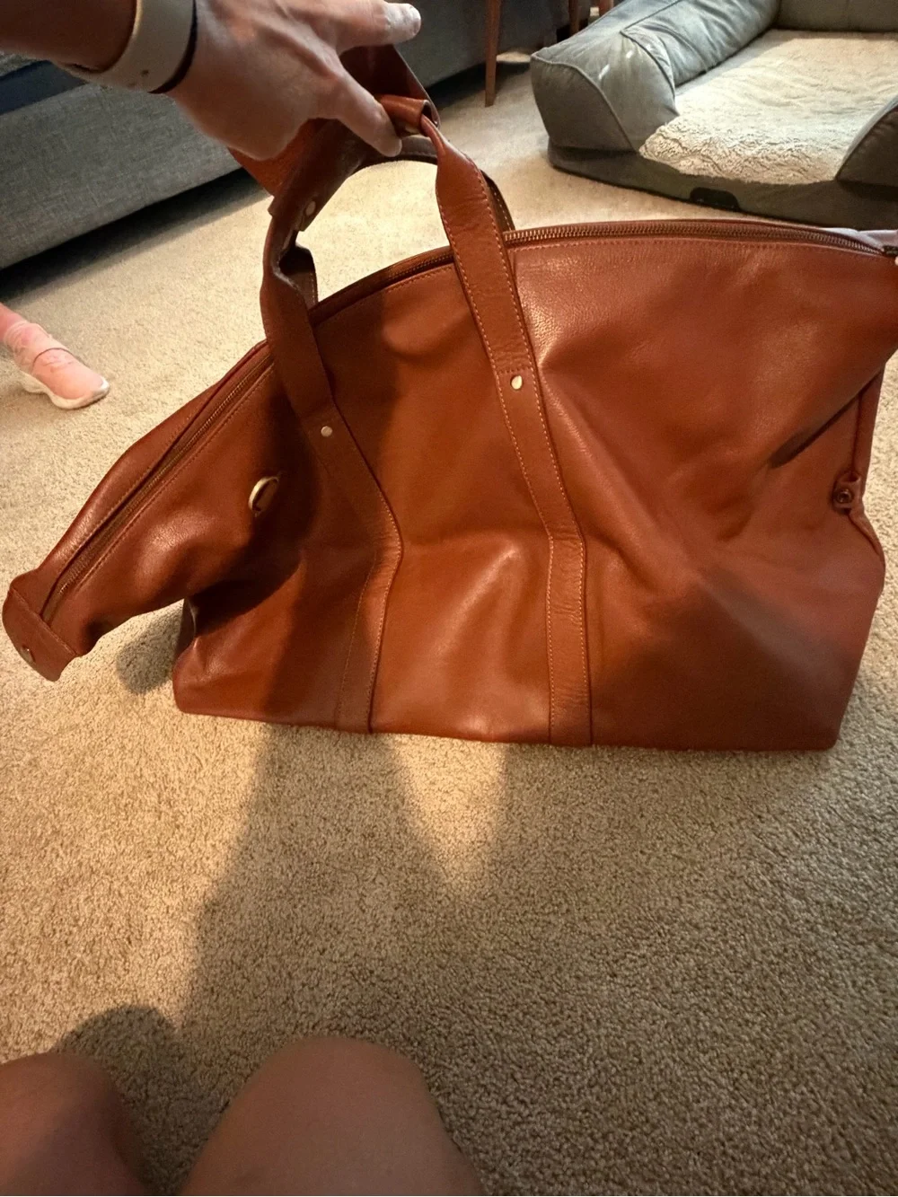 Mark & Graham Harrison Leather Weekender - Hazelnut (monogrammed)